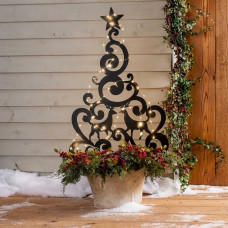 Різдвяна прикраса для саду та подвір'я Nice & Cozy Christmas Tree металева чорна