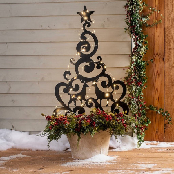 Різдвяна прикраса для саду та подвір'я Nice & Cozy Christmas Tree металева чорна