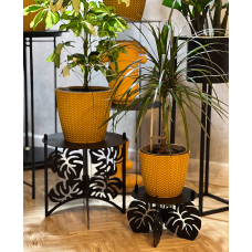 Підставка металева для квітів-вазонів NC Home Leaf чорна