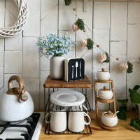 Подставка под тарелки Nice & Cozy Garret металлическая с деревянным основанием черная