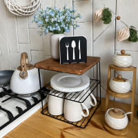 Подставка под тарелки Nice & Cozy Garret металлическая с деревянным основанием черная