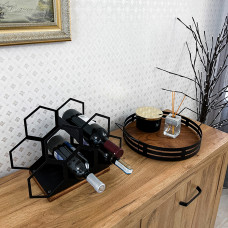Підставка для вина Nice & Cozy Соти на 5 пляшок з дерев'яною основою