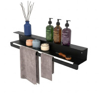 Полиця в ванну кімнату Nice & Cozy Towel shelf з тримачем для рушників чорна