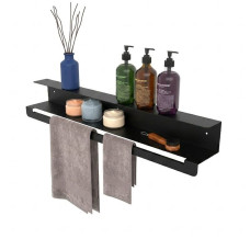 Полиця в ванну кімнату Nice & Cozy Towel shelf з тримачем для рушників чорна