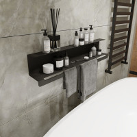 Полиця в ванну кімнату Nice & Cozy Towel shelf з тримачем для рушників чорна