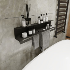 Полиця в ванну кімнату Nice & Cozy Towel shelf з тримачем для рушників чорна