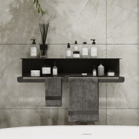 Полиця в ванну кімнату Nice & Cozy Towel shelf з тримачем для рушників чорна