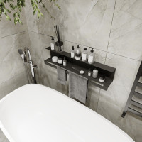 Полиця в ванну кімнату Nice & Cozy Towel shelf з тримачем для рушників чорна