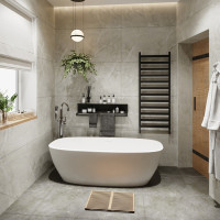 Полиця в ванну кімнату Nice & Cozy Towel shelf з тримачем для рушників чорна