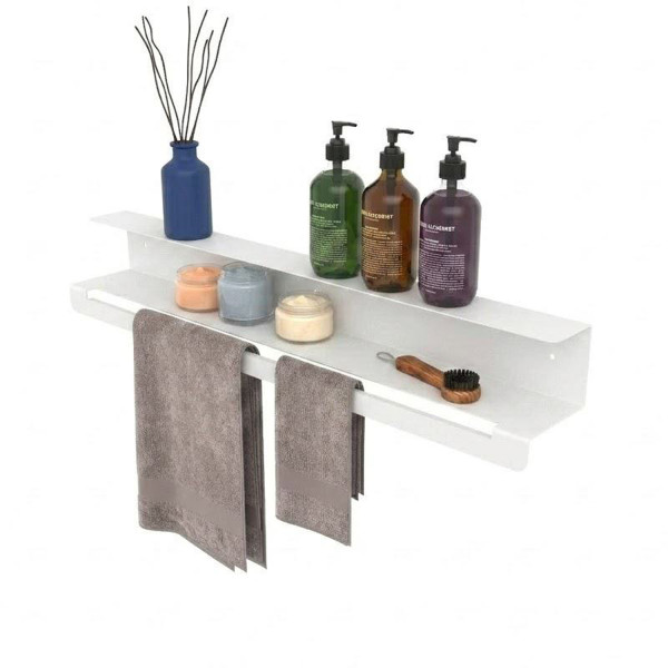 Полиця в ванну кімнату Nice & Cozy Towel shelf з тримачем для рушників біла