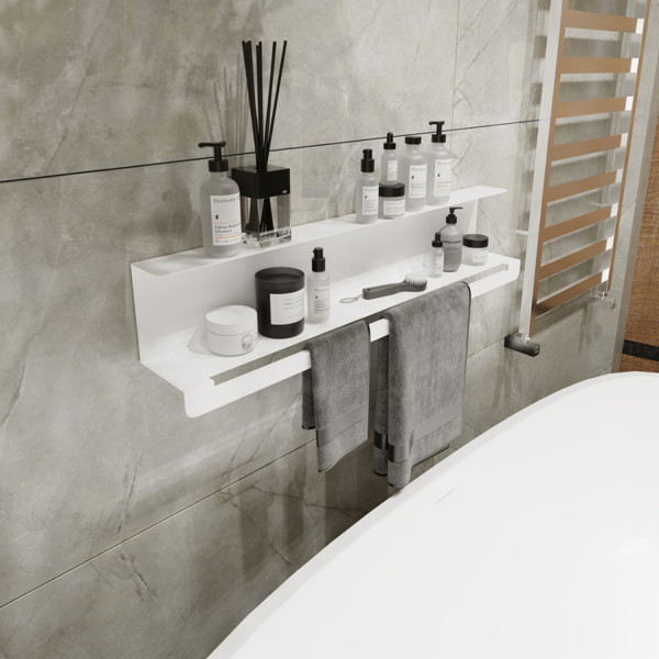 Полиця в ванну кімнату Nice & Cozy Towel shelf з тримачем для рушників біла