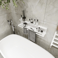 Полиця в ванну кімнату Nice & Cozy Towel shelf з тримачем для рушників біла