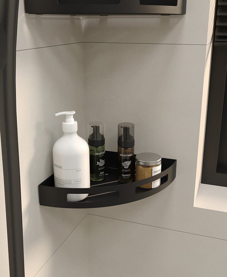 Полиця в ванну кімнату кутова NC Home Corner чорна Полиця в ванну кімнату кутова NC Home Corner чорна