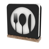 Серветниця металева Nice & Cozy Bistro Circle L для серветок 16,5х16,5 см з дерев'яною основою чорна