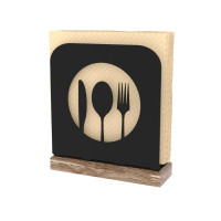Серветниця металева Nice & Cozy Bistro Circle M для серветок 12х12 см з дерев'яною основою чорна