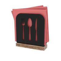 Серветниця металева Nice & Cozy Bistro M для серветок 12х12 см з дерев'яною основою чорна