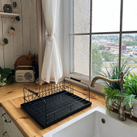 Сушилка для посуды Nice & Cozy Garret с поддоном металлическая черная