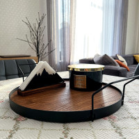 Таця Nice & Cozy Garret Simple металева з дерев'яною основою чорна