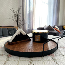 Таця Nice & Cozy Garret Simple металева з дерев'яною основою чорна