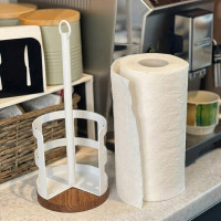 Тримач для паперових рушників Nice & Cozy Garret M125 з дерев'яною основою білий