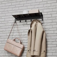 Вішак для одягу та рушників Nice & Cozy Stand з полицею та гачками чорний