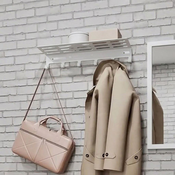 Вішак для одягу та рушників Nice & Cozy Stand з полицею та гачками білий